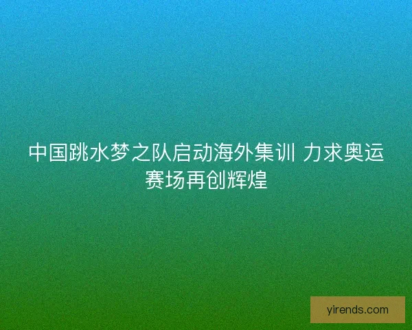 中国跳水梦之队启动海外集训 力求奥运赛场再创辉煌